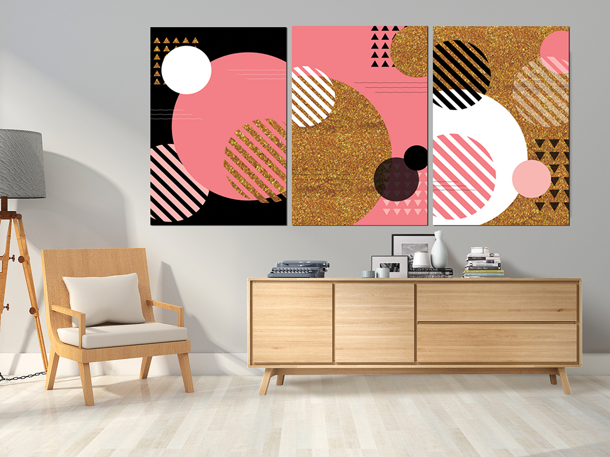 Yuvarlak  Pastel Renkler-Geometrik Şekiller Minimalist Koleksiyon Tablolar
