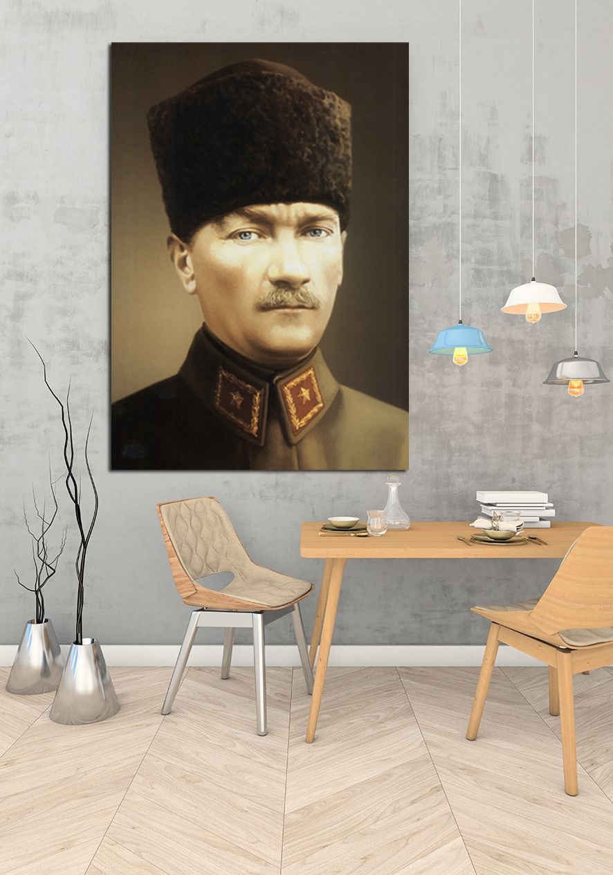 Kalpaklı Atataürk Tablosu-Dekoratif Kanvas Tablolar - 2024 Trend Tablolar