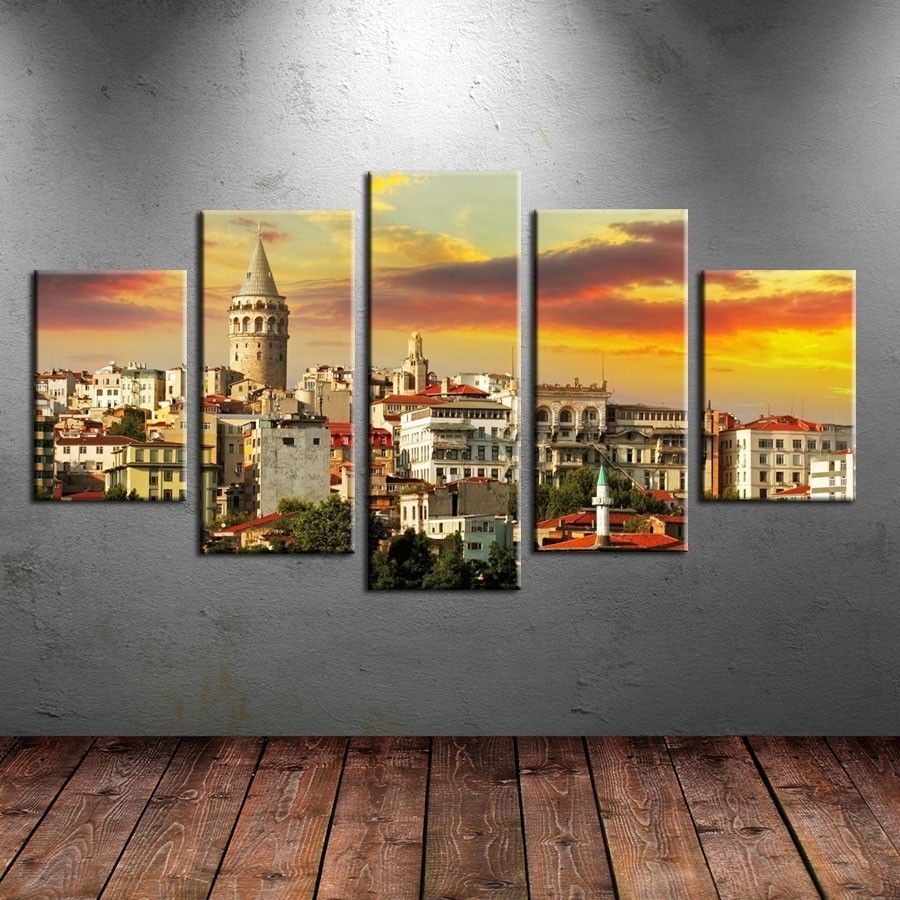 5 Parçalı Kanvas İstanbul Manzara Tablosu