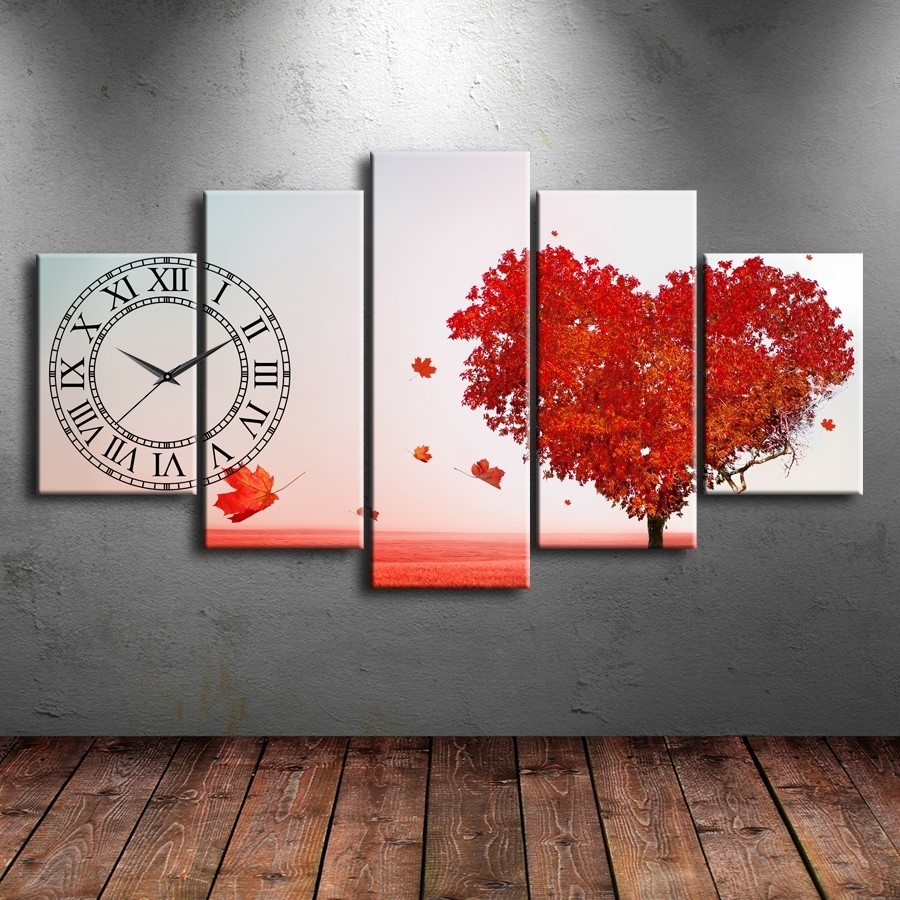 5 Parçalı Saatli Kalp Tablosu