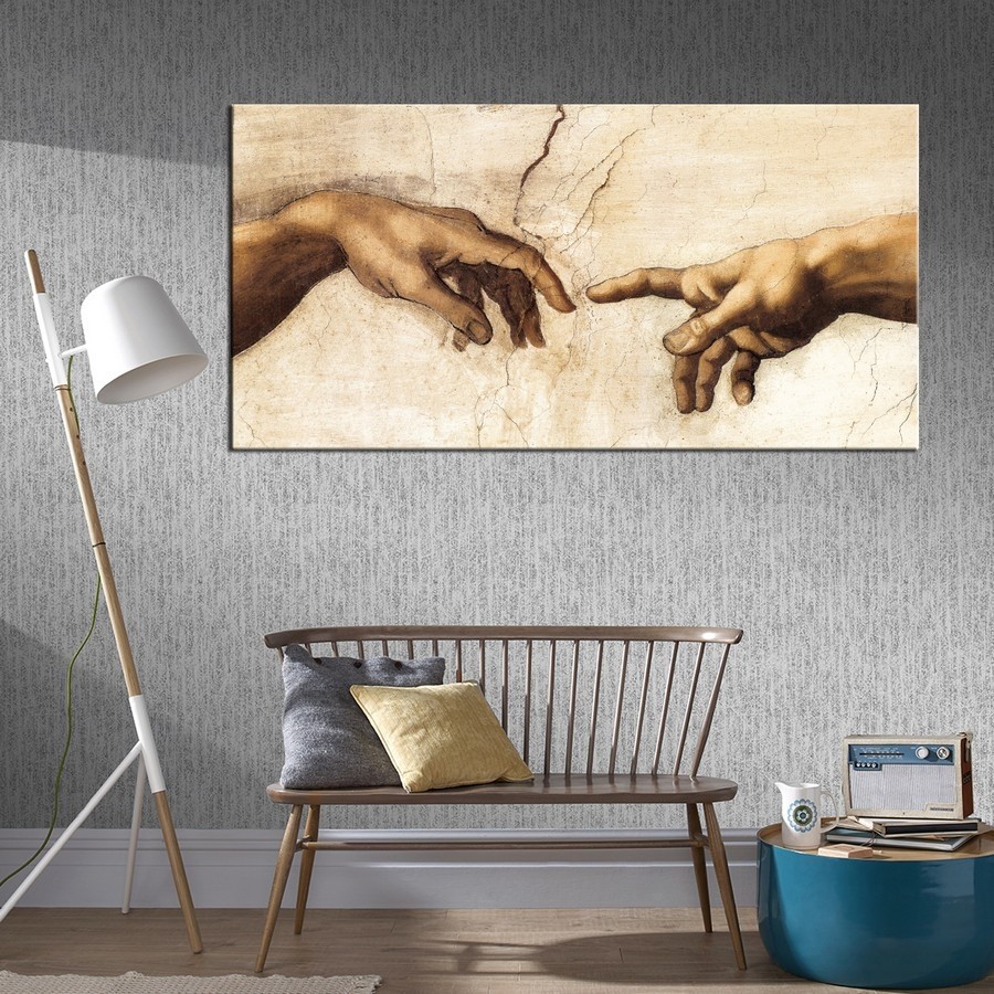 Michelangelo Adem'in Yaratılışı Tablosu-Kanvas Tablo - Dekoratif Kanvas Tablolar