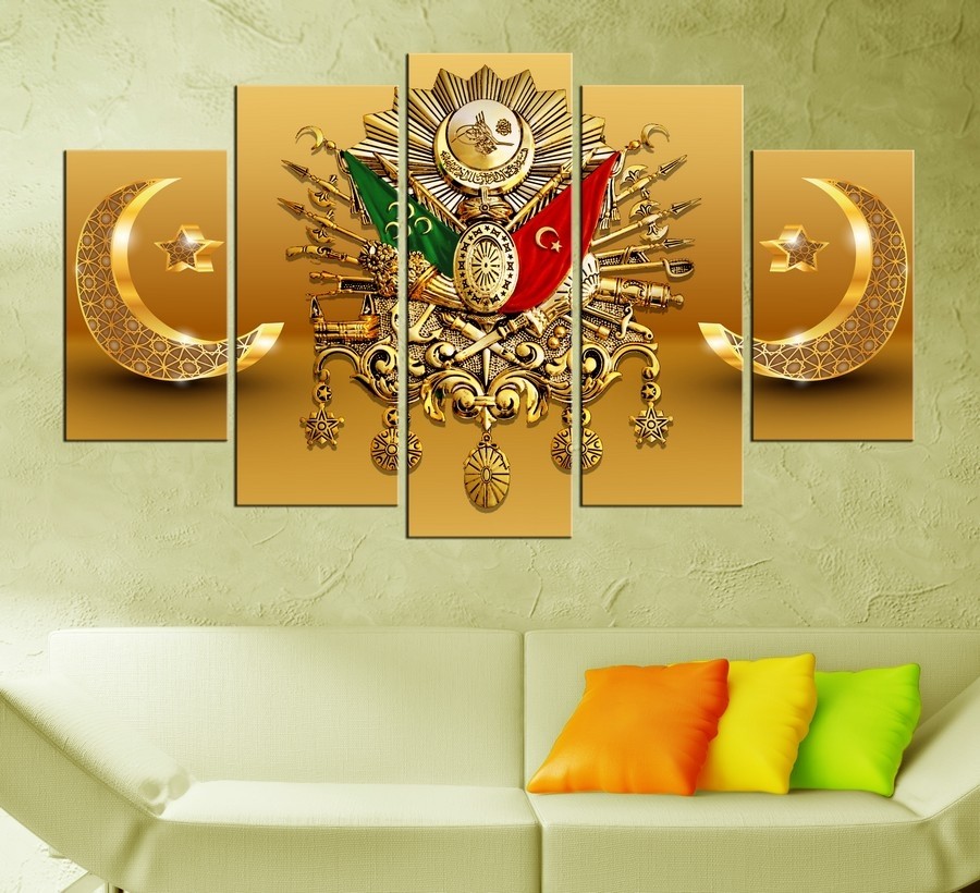 5 Parçalı Osmanlı Turalı Kanvas Tablo