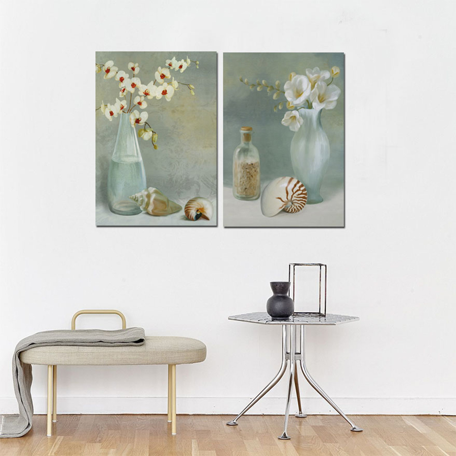 Vazoda Dekoratif Çiçekler-Geometrik Şekiller Minimalist Koleksiyon Tablolar