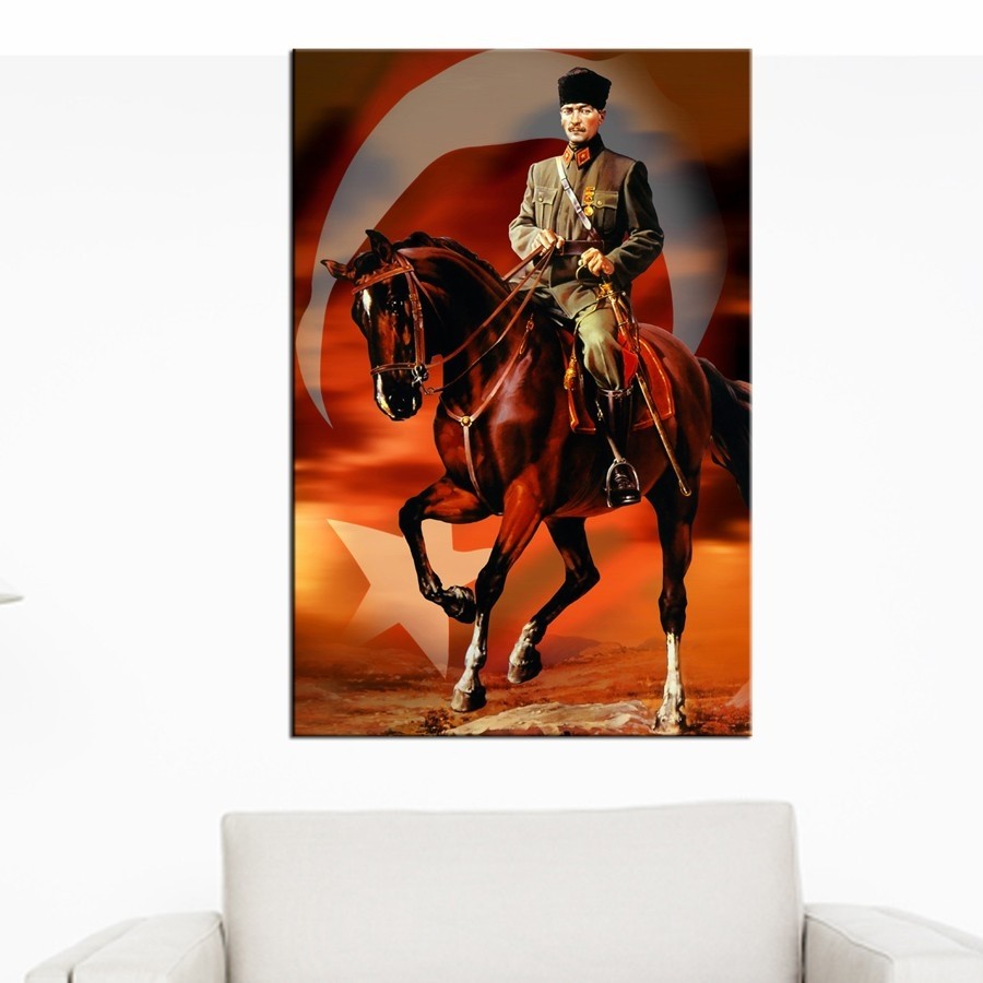 Türk Bayrağı Dekorlu Atatürk Tablosu