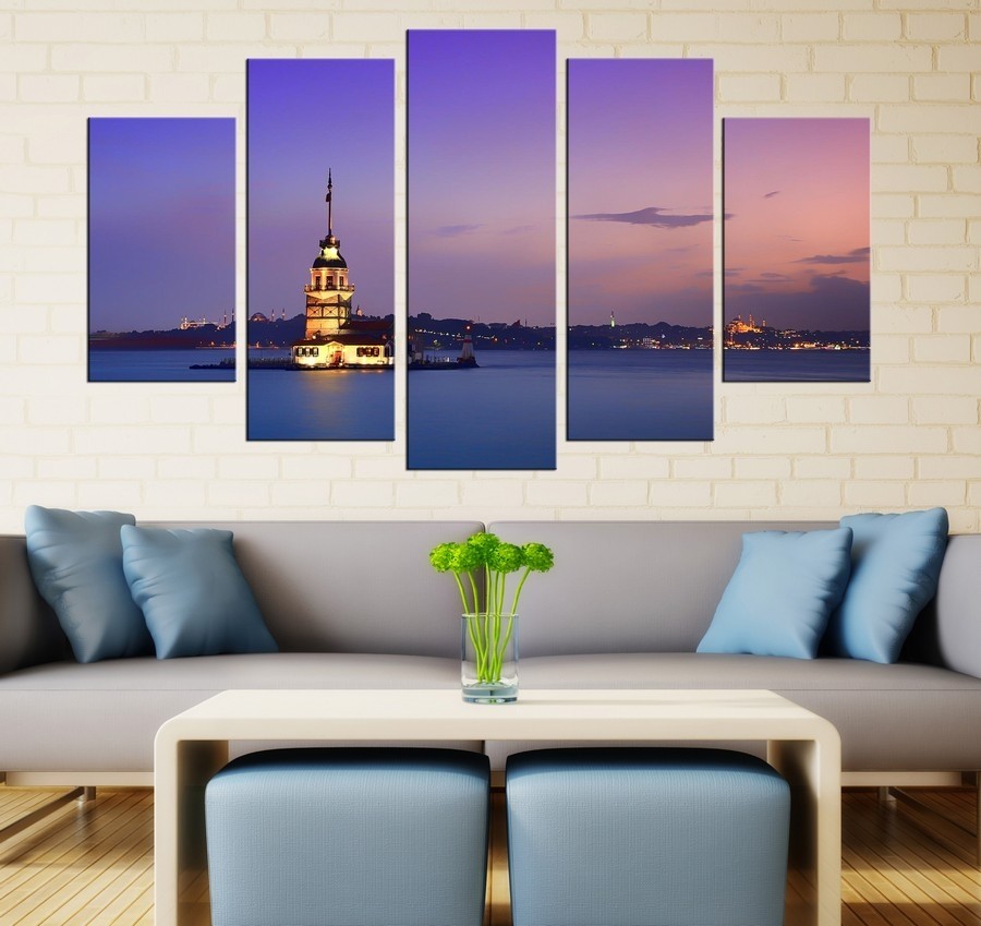 5 Parçalı Kanvas Tablo - İstanbul Kız Kulesi-Dekoratif Kanvas Tablolar