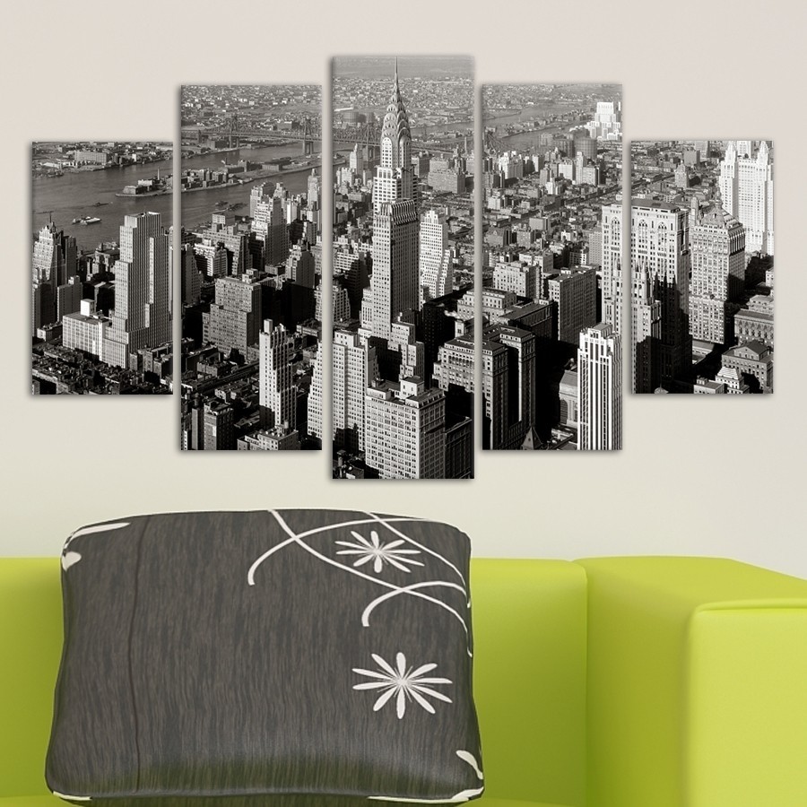 5 Parçalı Kanvas Tablo - Manhattan Tablosu - Şehir Tablosu