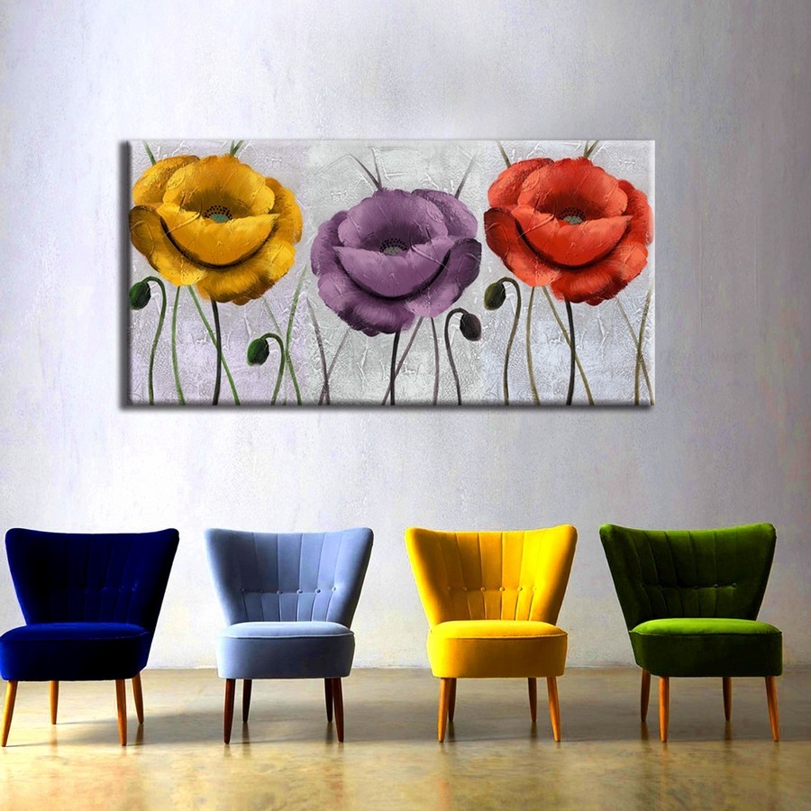 Pastel Çiçekler-Kanvas Tablo - Dekoratif Kanvas Tablolar