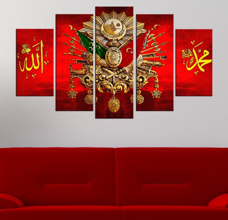 5 Parçalı Osmanlı Turalı Kanvas Tablo