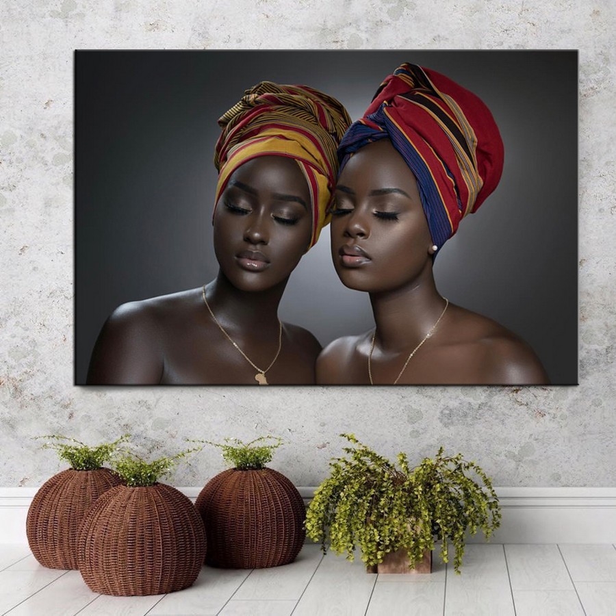 Afrika İnsan Figürlü Kanvas Tablo-Dekoratif Kanvas Tablo