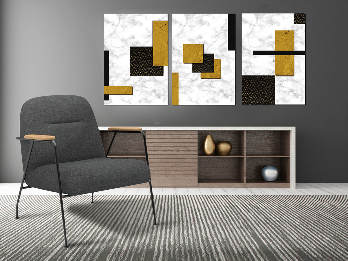 Altın Desenli-Geometrik Şekiller Minimalist Koleksiyon Tablolar