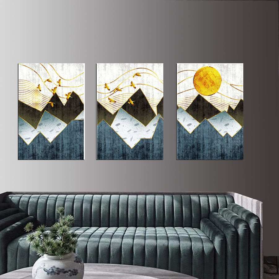 Geometrik Şekiller-Üçgen Gold-Minimalist Koleksiyon Tablolar