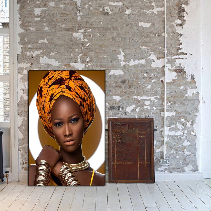 Eşarplı Afrikalı Kadın - Dekoratif Kanvas Tablolar - 2024 Trend Tablolar