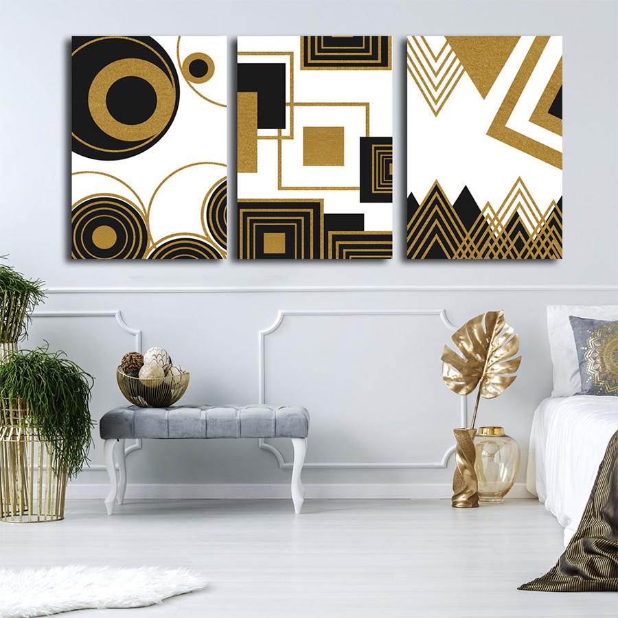 Altın Gold Şekiller-Geometrik Şekiller Minimalist Koleksiyon Tablolar