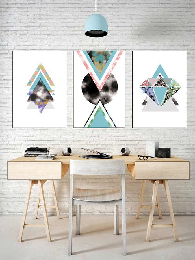 Prizma Soyut -Geometrik Şekiller Minimalist Koleksiyon Tablolar