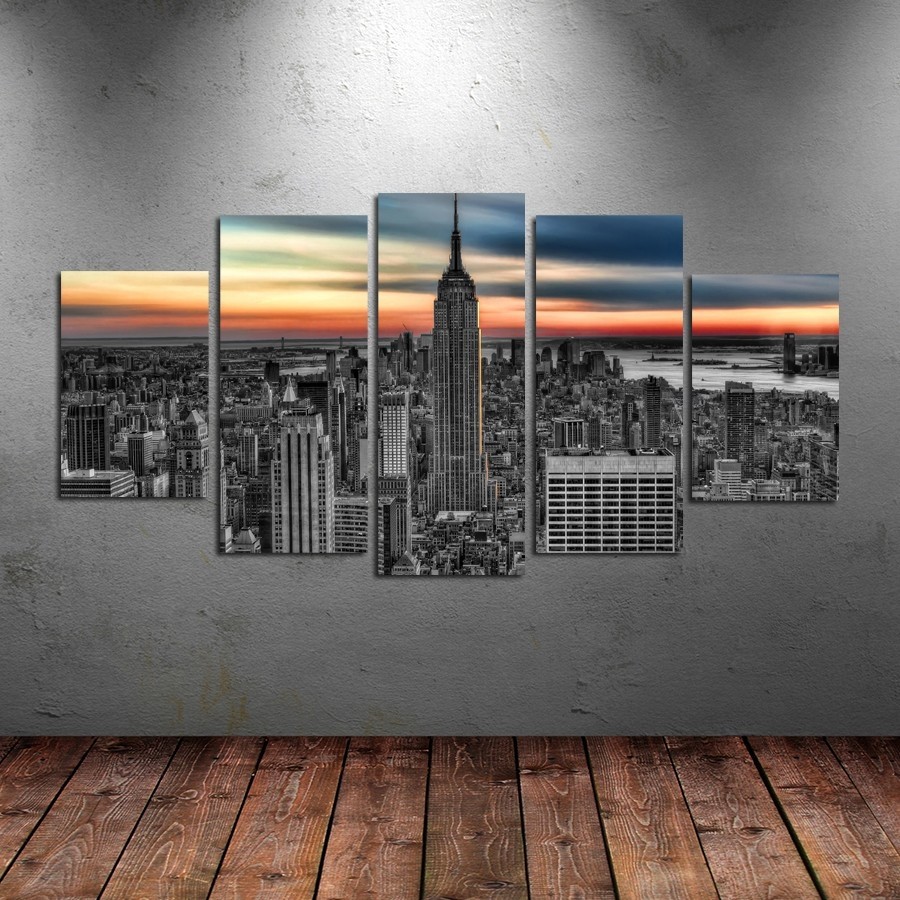 5 Parçalı New York Kanvas Tablo