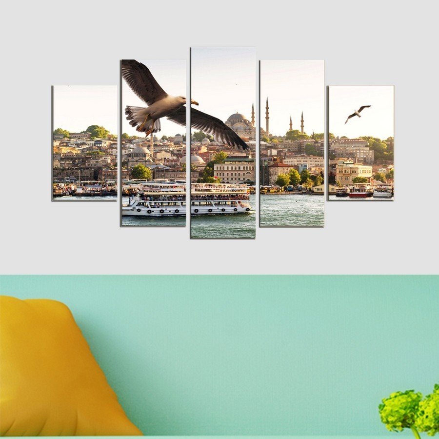 5 Parçalı Kanvas Tablo - İstanbul Şehir Manzarası