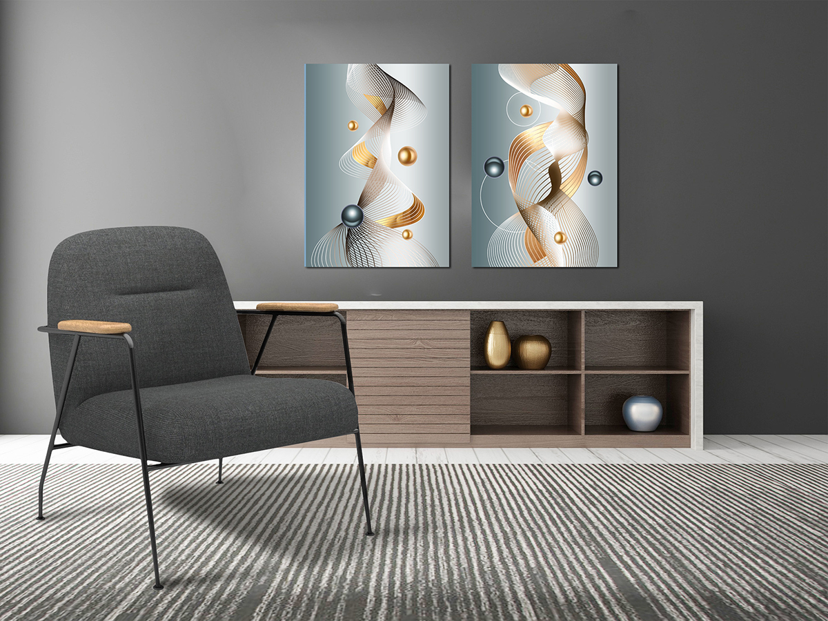 Altın Şekiller-Geometrik Şekiller Minimalist Koleksiyon Tablolar