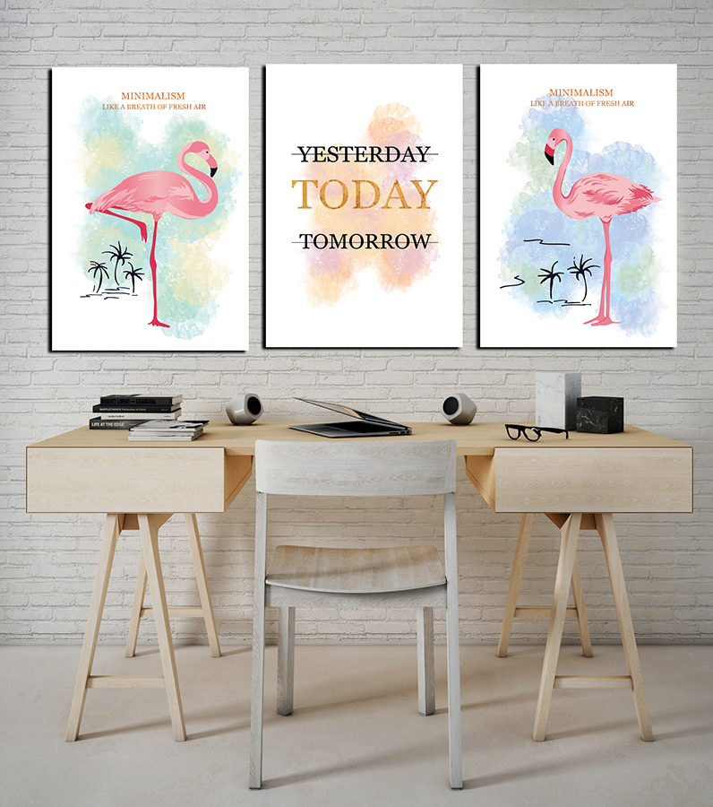 Flamingo Concept-Geometrik Şekiller Minimalist Koleksiyon Tablolar