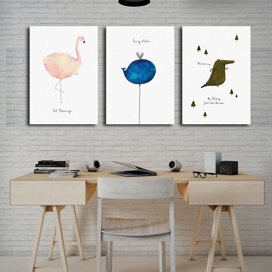 Sevimli Kuşlar-Geometrik Şekiller Minimalist Koleksiyon Tablolar