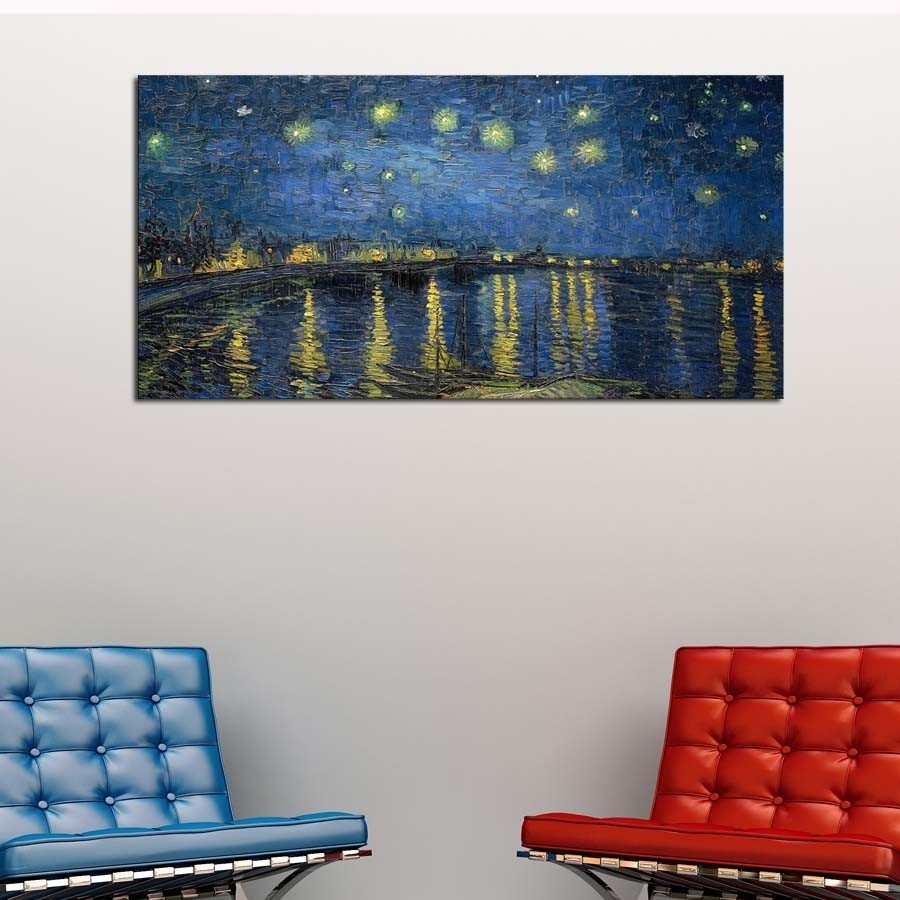 Vincent van Gogh Ren Nehri’nde Yıldızlı Bir Gece (Starry Night Over the Rhône)- Kanvas Tablo - Dekoratif Kanvas Tablolar