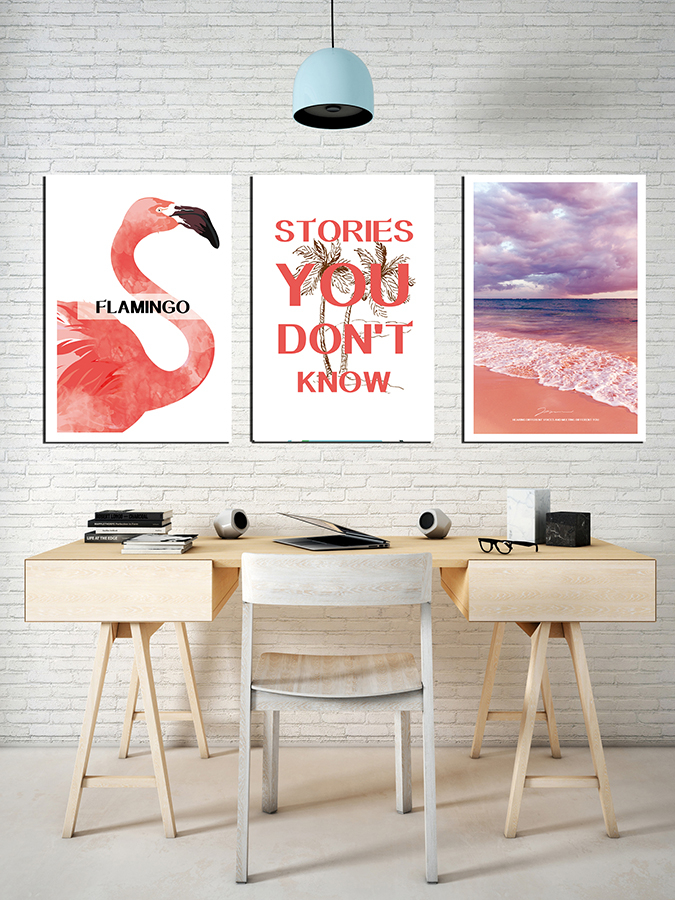 Geometrik Şekiller Flamingo- Minimalist Koleksiyon Tablolar