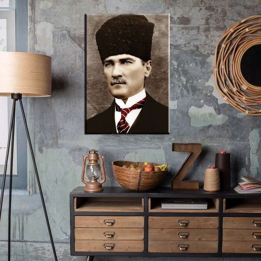 Tek Parça Atatürk Tablosu-Kanvas Tablo-Duvar Tablosu 