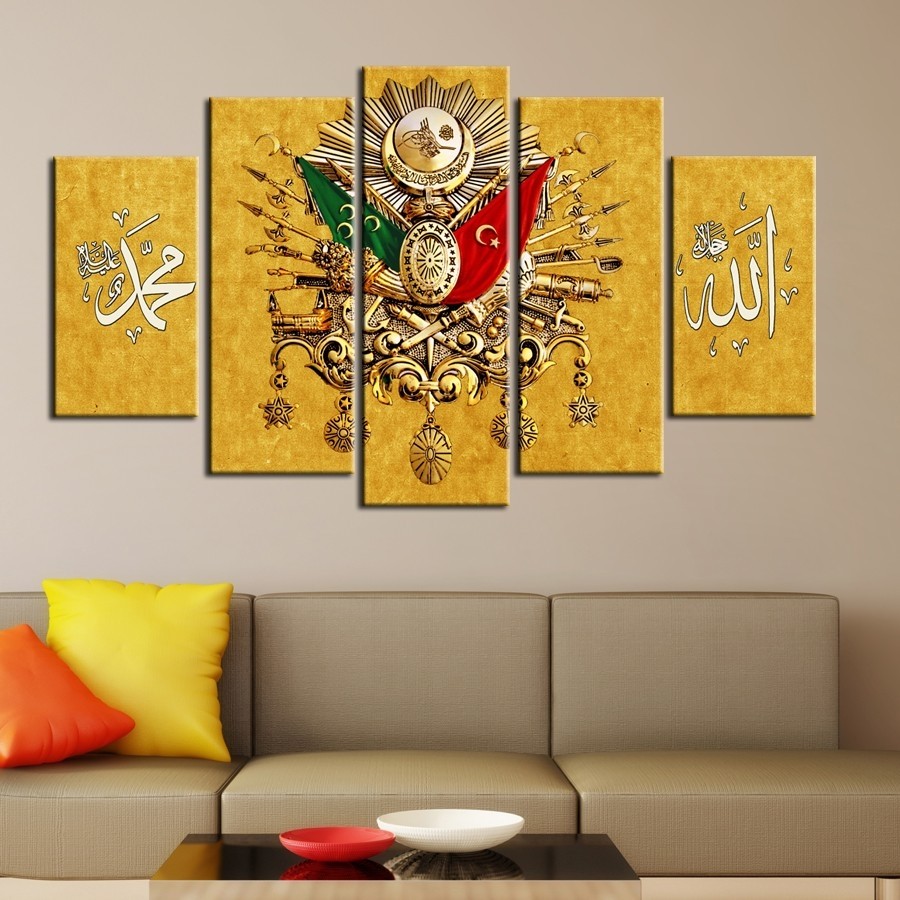 5 Parçalı Osmanlı Turalı Kanvas Tablo