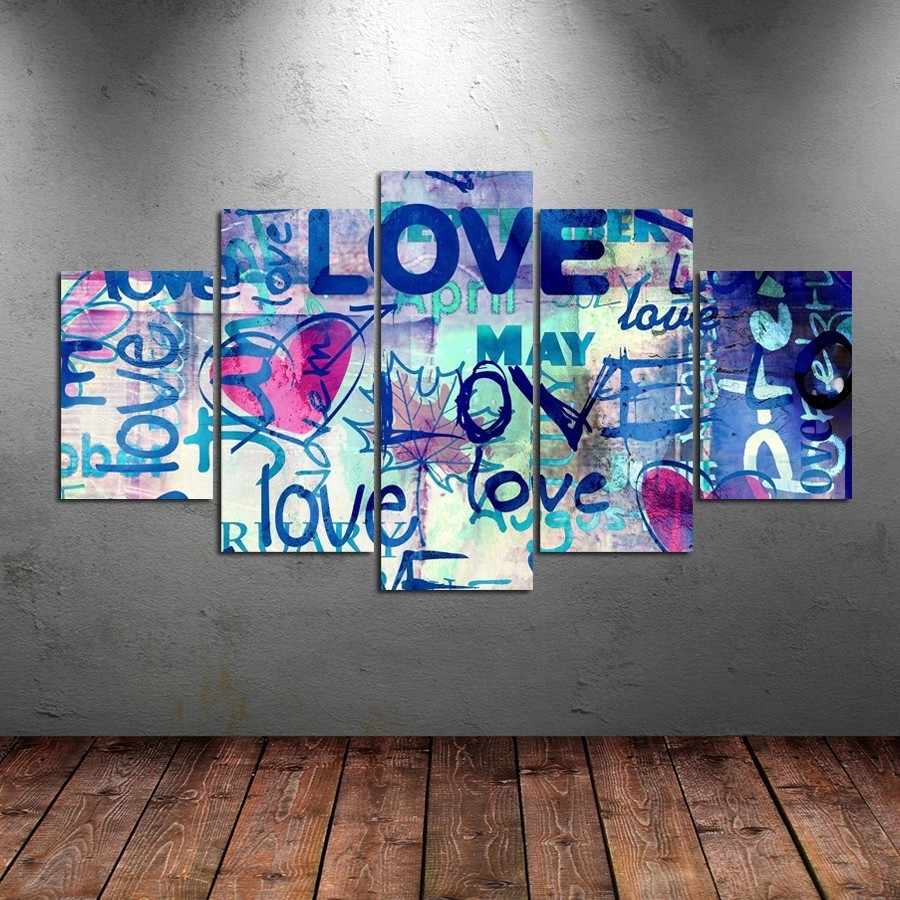 5 Parçalı Kanvas Graffiti Tablosu