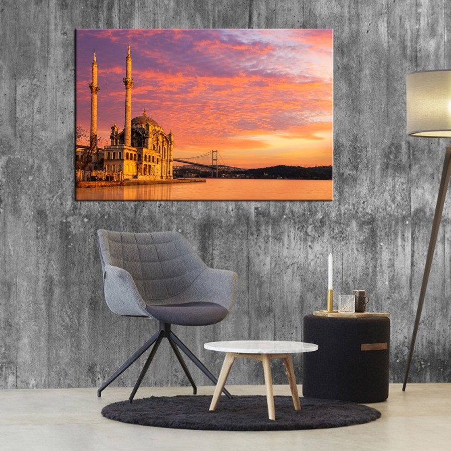 Sahil Gün Batımı Kanvas Tablo Dekoratif Tek Parça