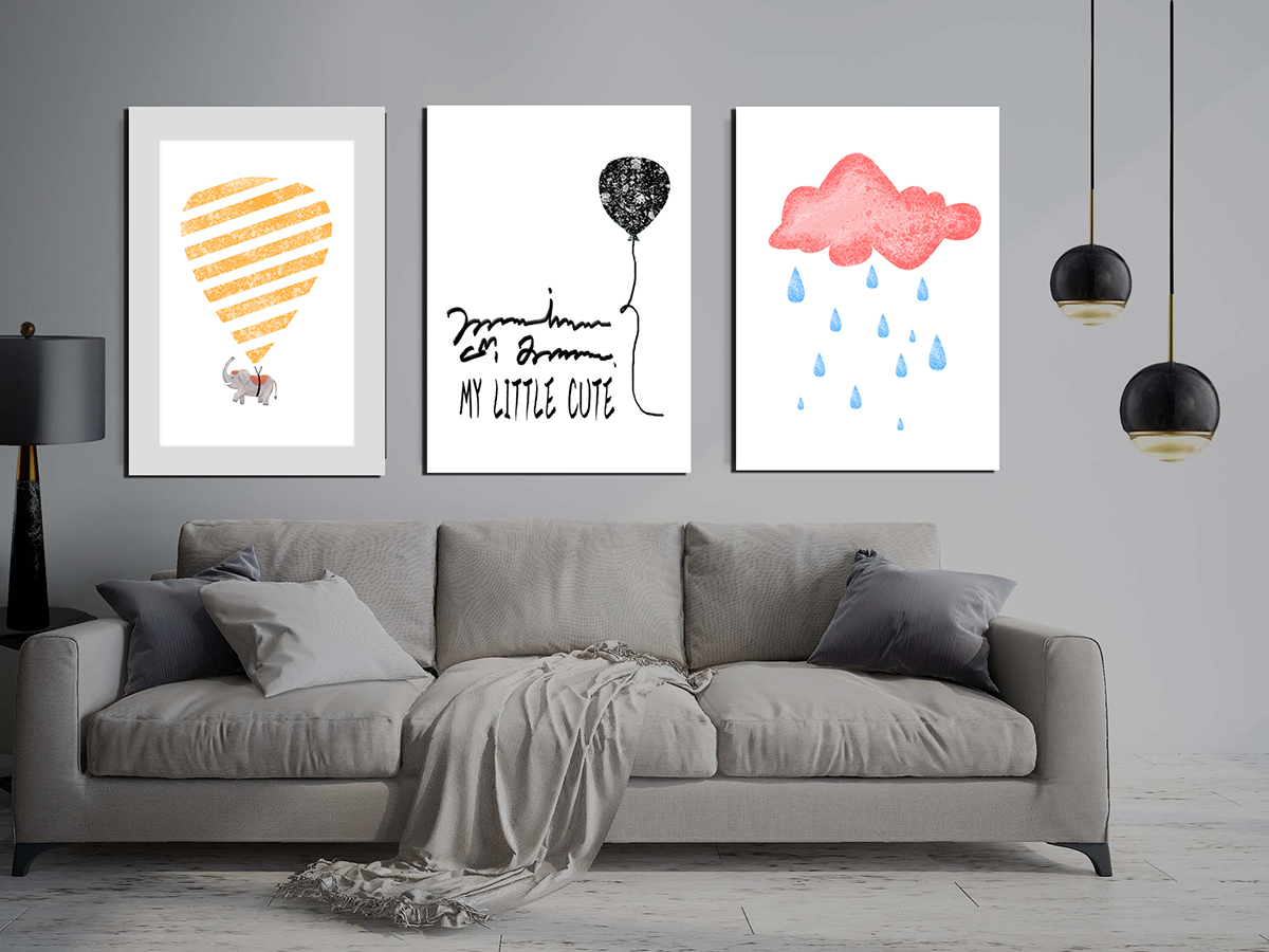 Geometrik Şekiller-Balon Bulut-Minimalist Koleksiyon Tablolar