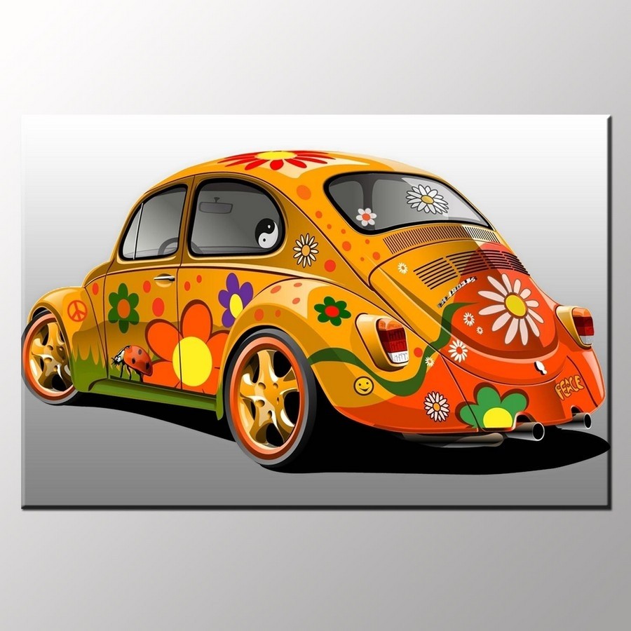 Volkswogen VW Klasik Araba Tablosu-Kanvas Tablo-Duvar Tablosu 