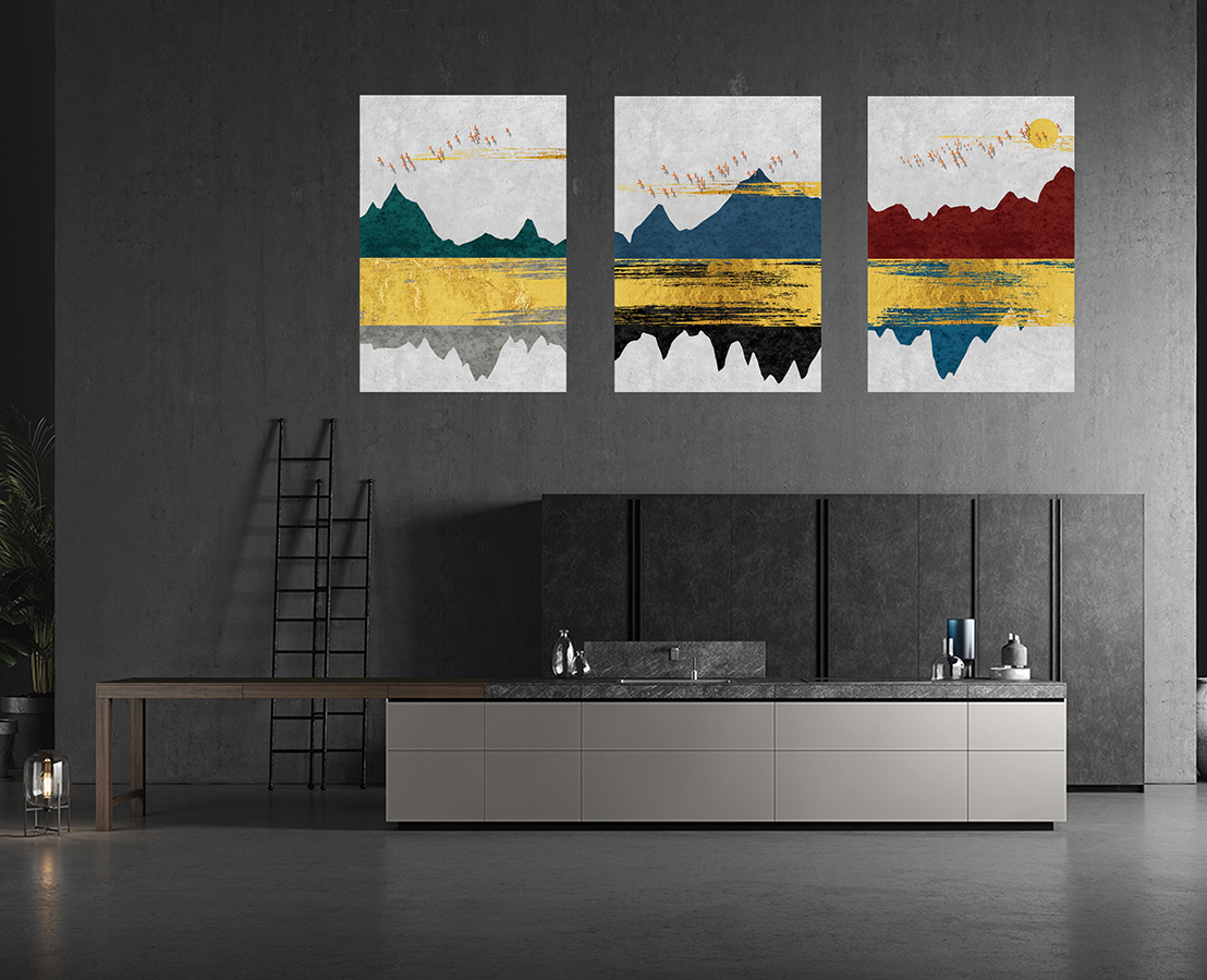 Altın Desenler-Geometrik Şekiller Minimalist Koleksiyon Tablolar