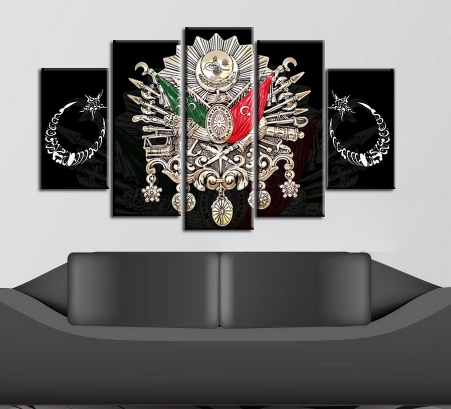 5 Parçalı Osmanlı Turalı Kanvas Tablo