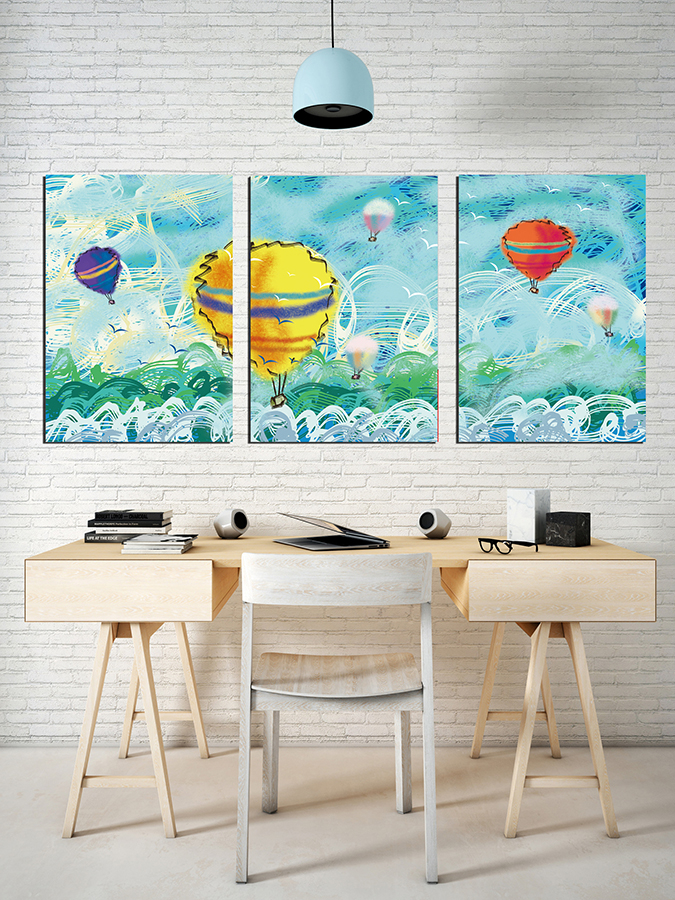 Geometrik Şekiller-Uçan Balon- Minimalist Koleksiyon Tablolar
