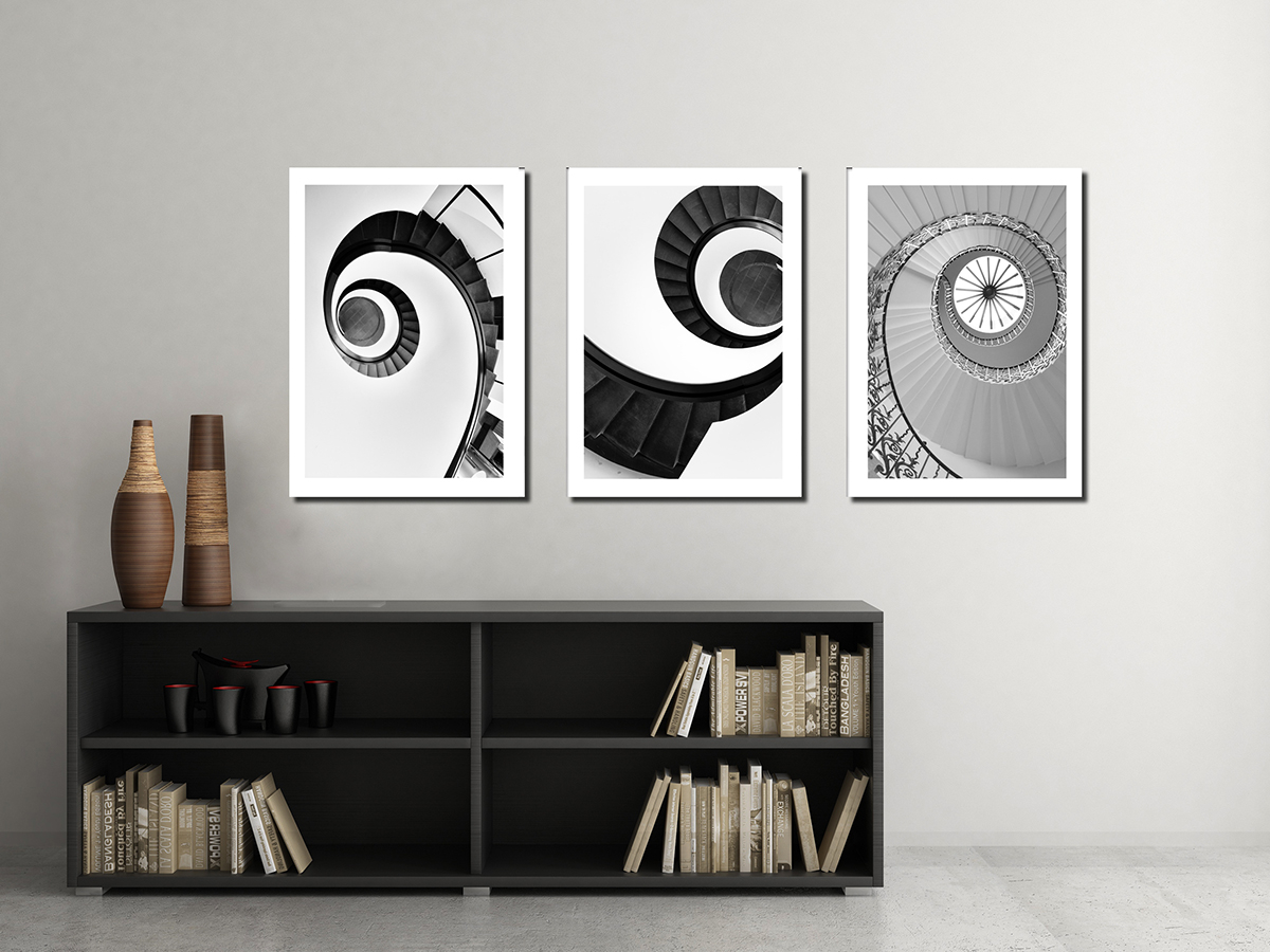 Sipiral Merdivenler-Geometrik Şekiller Minimalist Koleksiyon Tablolar