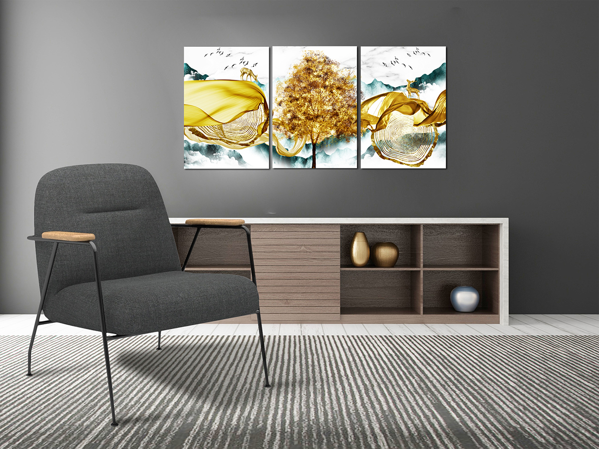 Geometrik Şekiller-Altın Çizgiler- Minimalist Koleksiyon Tablolar
