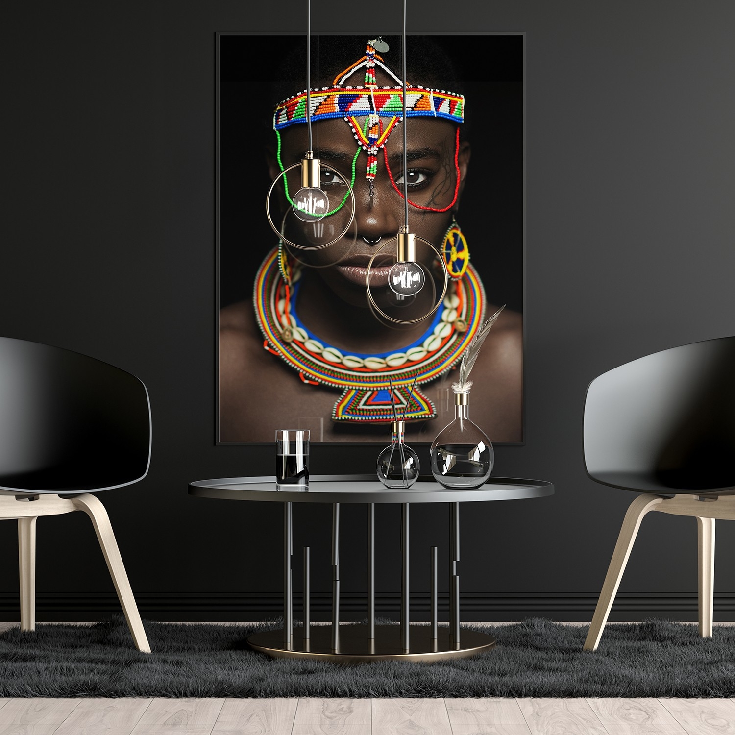 Makyajlı Afrikalı Tablosu-Dekoratif Kanvas Tablolar - 2024 Trend Tablolar