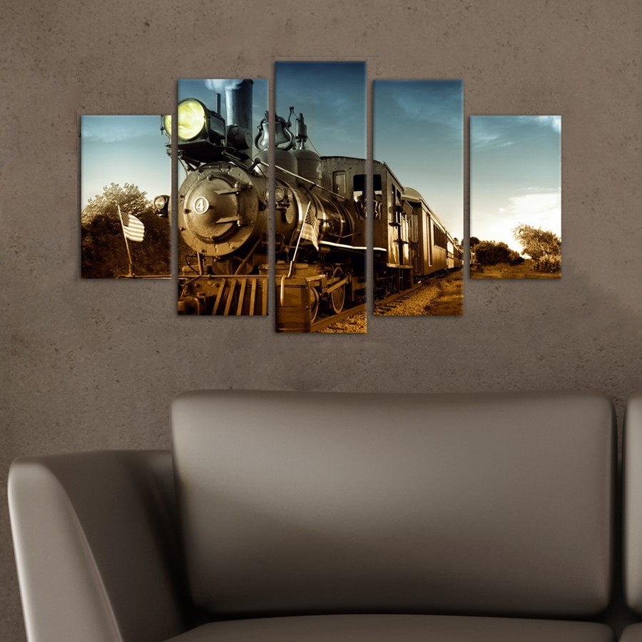 5 Parçalı Kanvas Tablo - Tren Tablosu