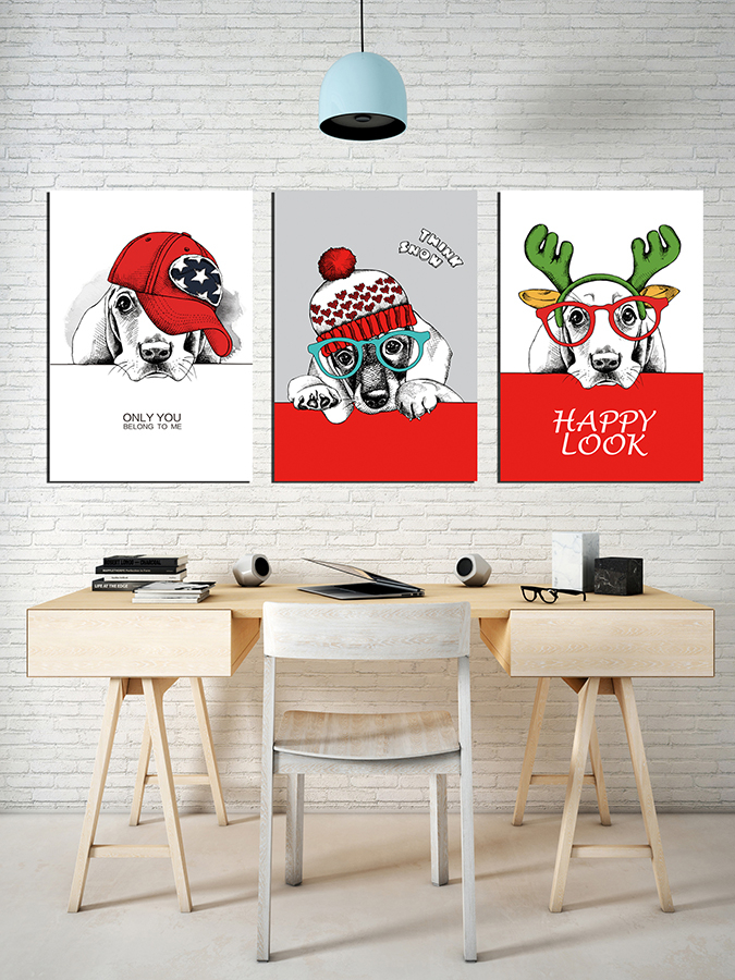 Geometrik Şekiller -Sevimli Hayvanlar-Minimalist Koleksiyon Tablolar