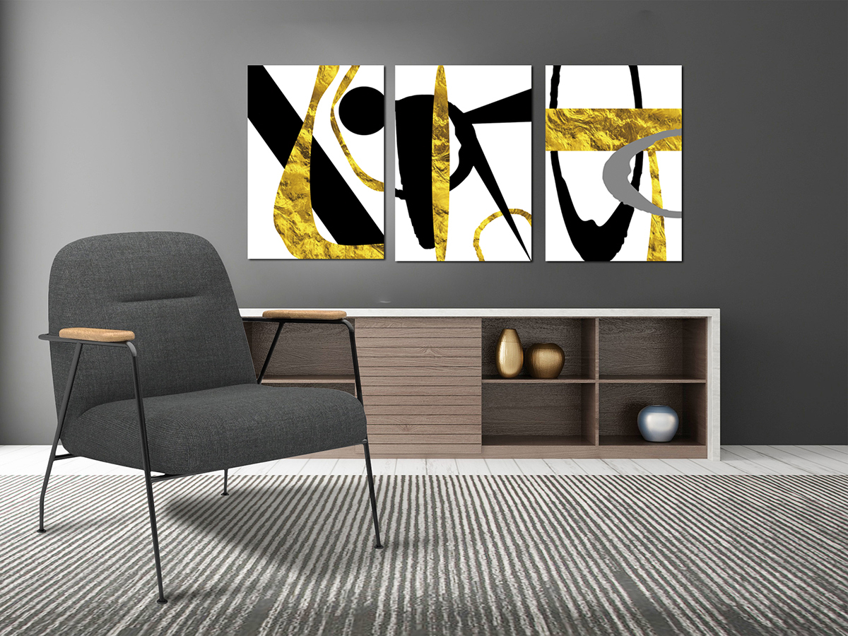 Altın Çizgiler-Geometrik Şekiller Minimalist Koleksiyon Tablolar