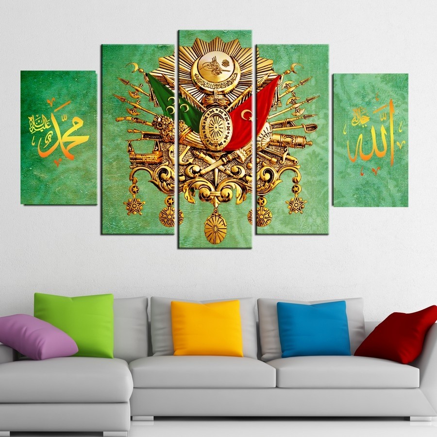 5 Parçalı Osmanlı Turalı Kanvas Tablo