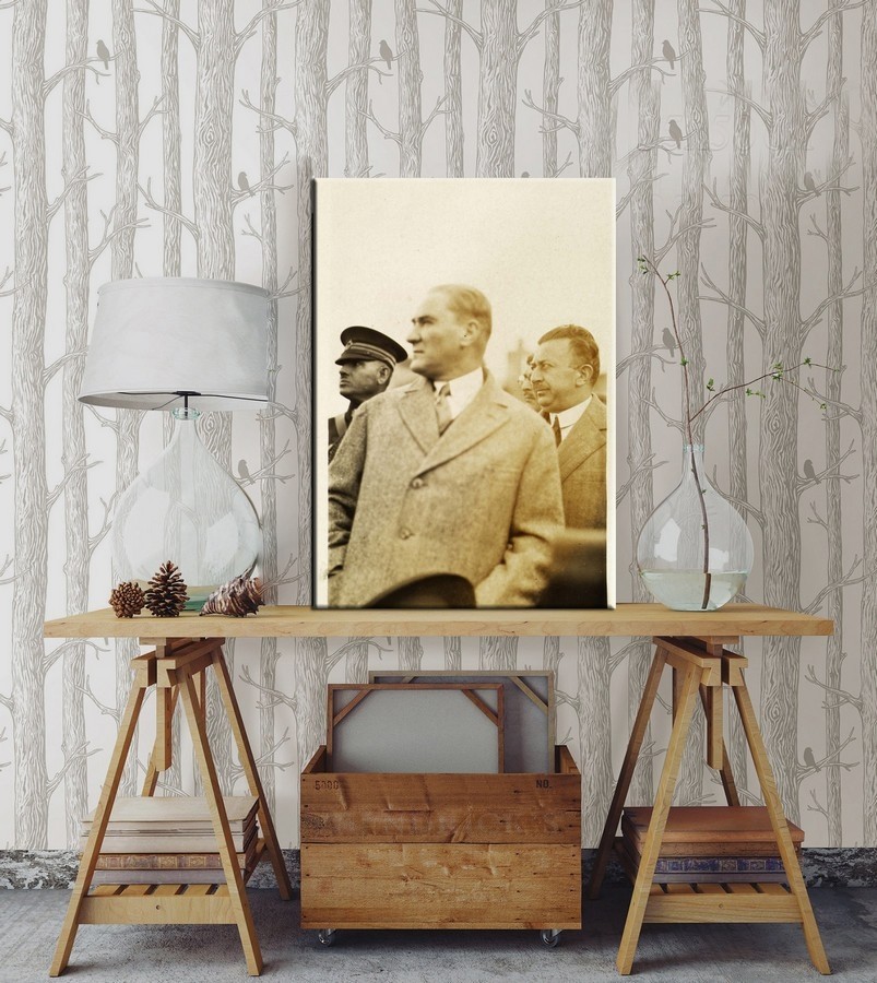 Tek Parça Atatürk Tablosu-Kanvas Tablo-Duvar Tablosu 