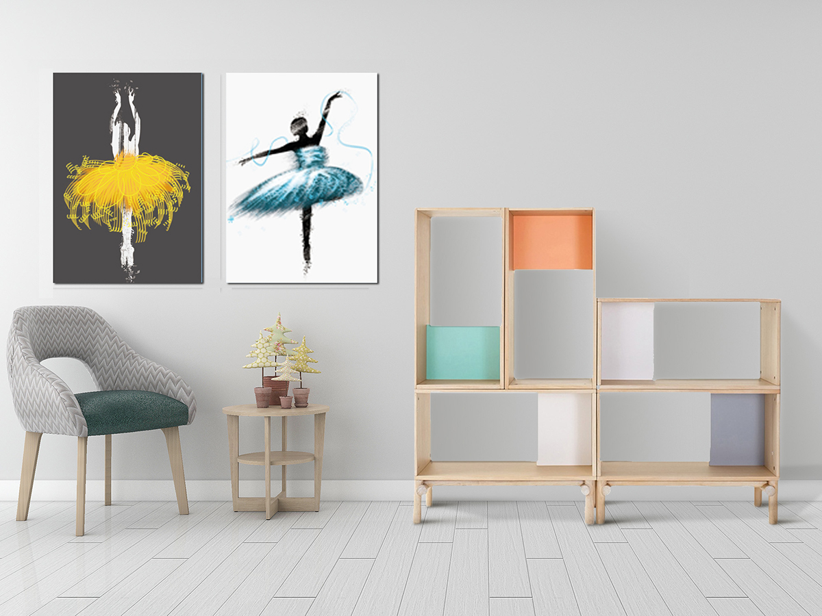 Balerinler- Geometrik Şekiller Minimalist Koleksiyon Tablolar