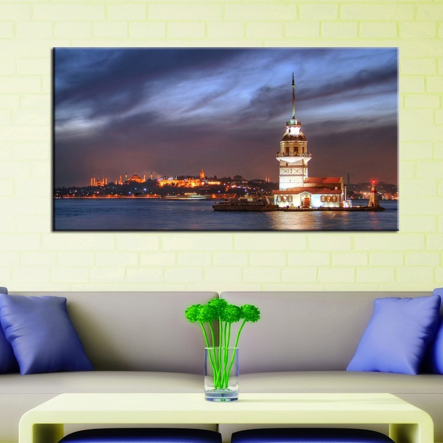 İstanbul Kız Kulesi Tablosu-Tek Parça Kanvas Tablo - Dekoratif Kanvas Tablolar
