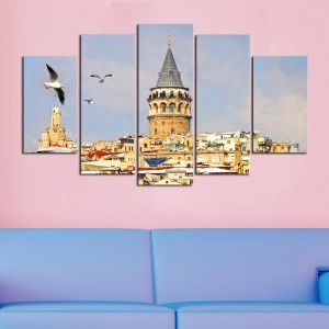 5 Parçalı Kanvas Galata Kulesi Tablosu