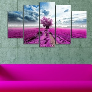 5 Parçalı Ağaç Dekorlu Kanvas Tablo