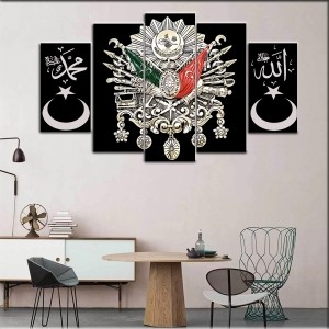 5 Parçalı Osmanlı Turalı Kanvas Tablo