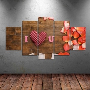5 Parçalı Kanvas Romantik Aşk Tablosu