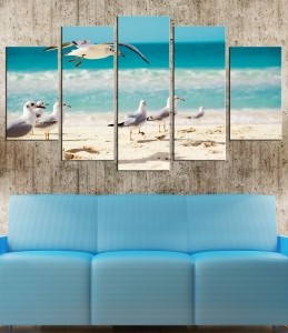 5 Parçalı Kanvas Tablo -Martılar Deniz- Dekorati..
