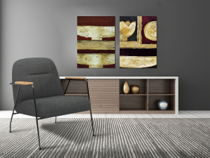 Eskitme Gold Bordo Desenler-Geometrik Şekiller M..